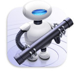 The Automator app icon a robot holding a pipe.