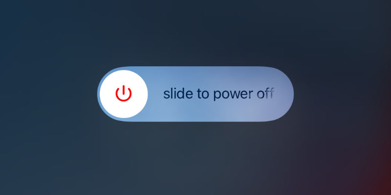 The slide to power off notice on the iOS on the iPhone.