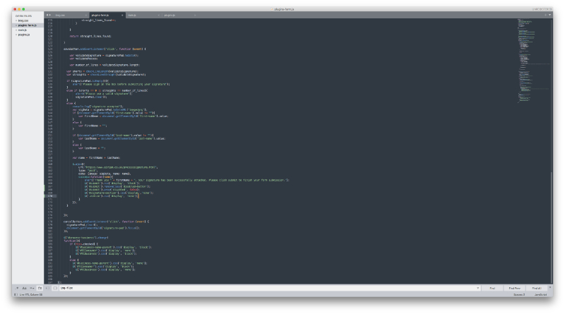 Sublime Text's interface with javascript code.