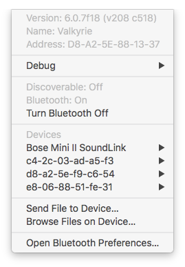 The hidden Bluetooth menu bar menu