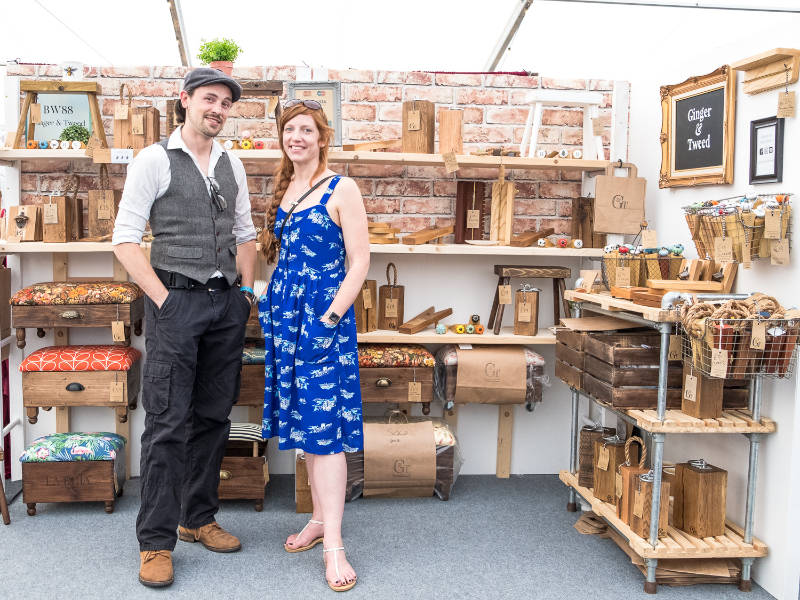 Ginger (Jo) and Tweed (Rob) in their stall at the Handmade Fair.