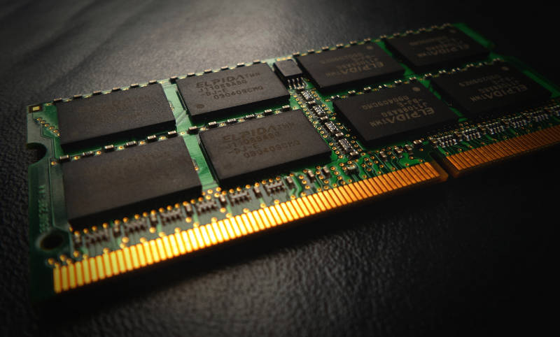 A close up of a RAM chip.