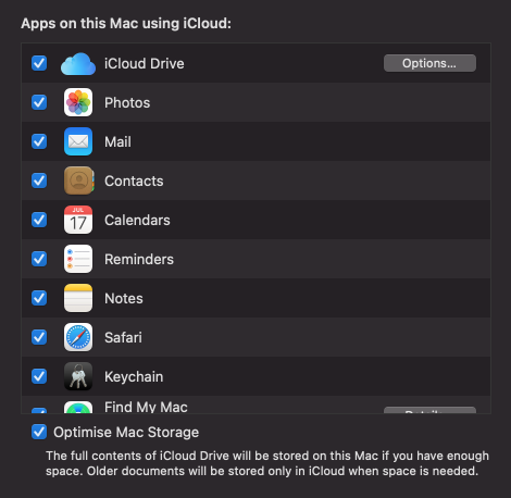 The iCloud preference pane.