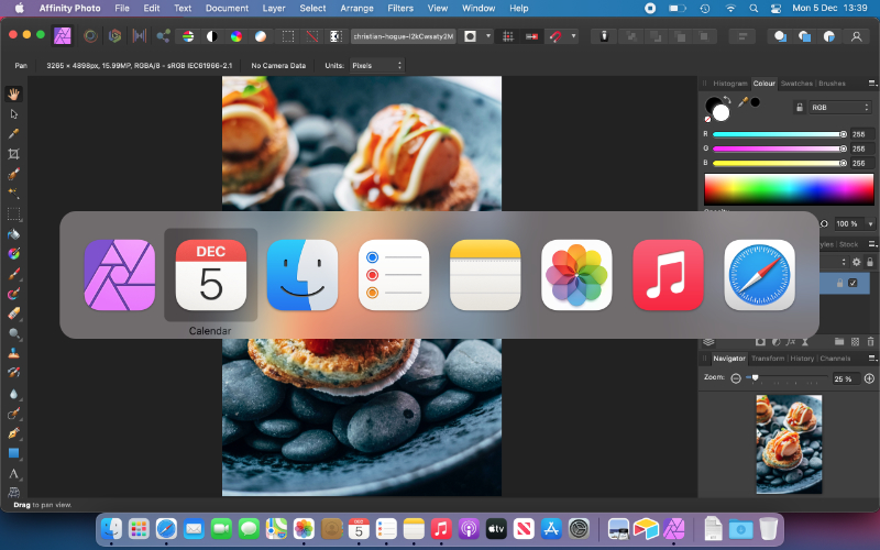 The Mac App Switcher with a selection of open apps.